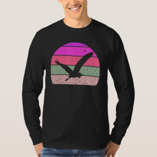 Camiseta Pássaro 70 Silhueta Silhueta de Egret Vintage Retr