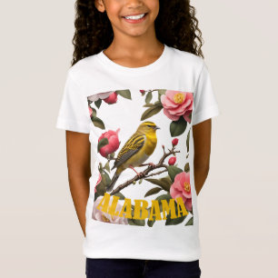 Camiseta Pássaro Alabama Yellowhammer e Camellia Recortado
