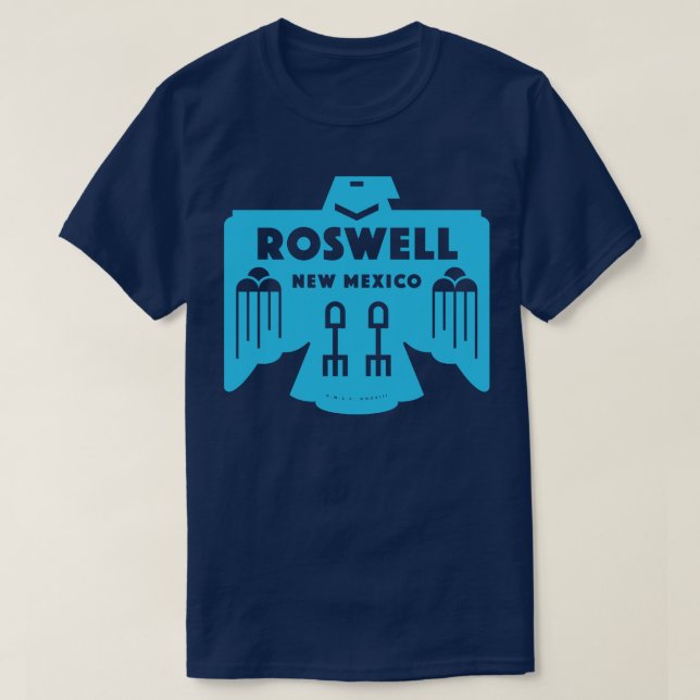 Camiseta Pássaro Americano Roswell Novo México Azul (Frente do Design)