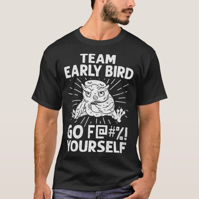 Camiseta Pássaro Antecipado Odeio Pessoas De Manhã (Frente)