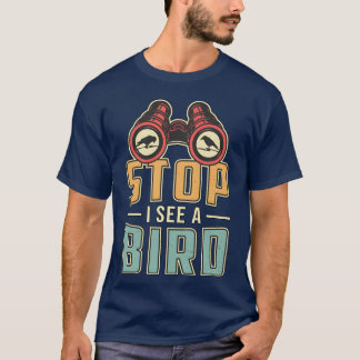 Camiseta Pássaro Assistindo Retro Parar Eu Vejo Um Garoto D