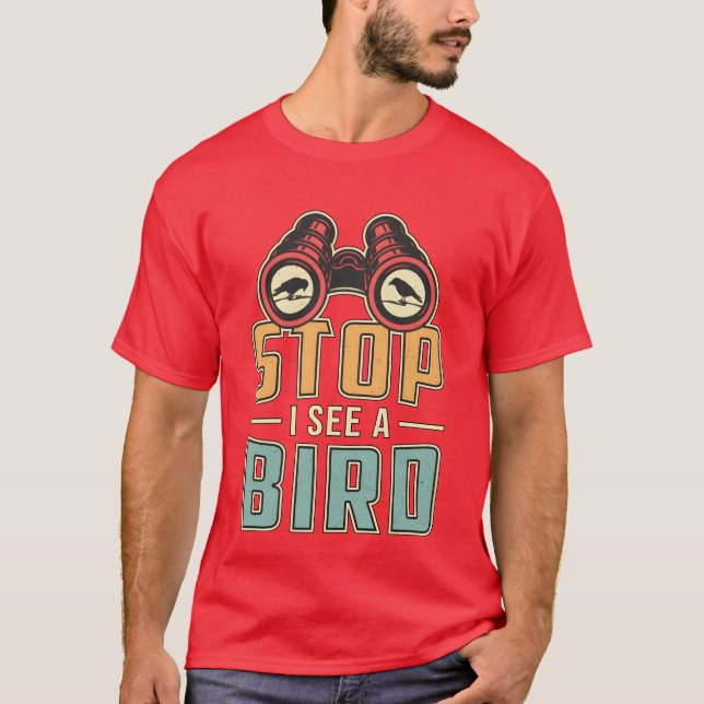 Camiseta Pássaro Assistindo Retro Parar Eu Vejo Uma Fundiçã (Frente)