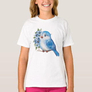 Camiseta Pássaro Azul com Flores