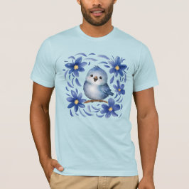 Camiseta Pássaro Azul com flores