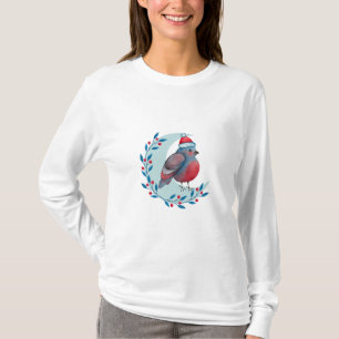 Camiseta Pássaro azul do Natal da aguarela na lua