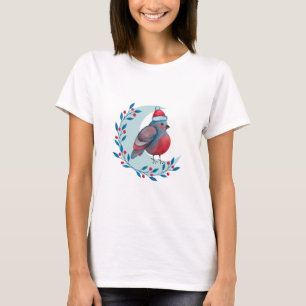 Camiseta Pássaro azul do Natal da aguarela na lua