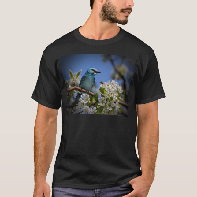 Camiseta Pássaro Azul em Flor (Frente)