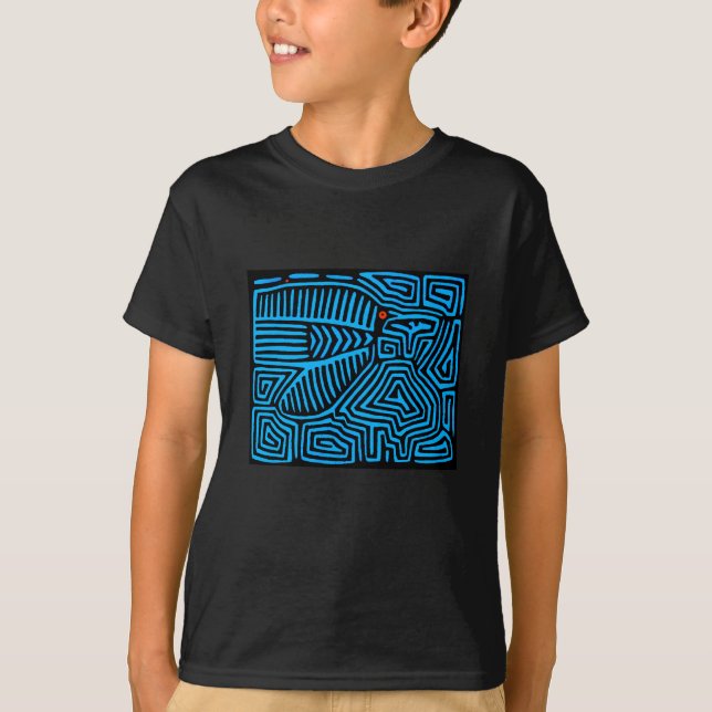 Camiseta Pássaro Azul Kuna Indian (Frente)