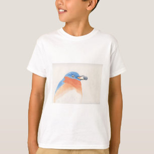 Camiseta pássaro azul zangado com mirtilo