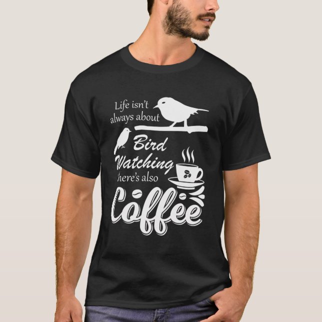 Camiseta Pássaro Bebê-Café Assistindo Uma Ave Engraçada (Frente)