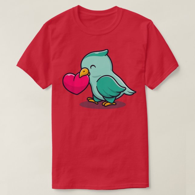 Camiseta Pássaro Bonito Com Cartoon De Coração (Frente do Design)
