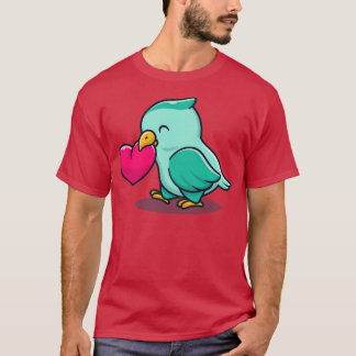 Camiseta Pássaro Bonito Com Cartoon De Coração