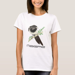 Camiseta Pássaro bonito do Magpie, Birding, natureza,