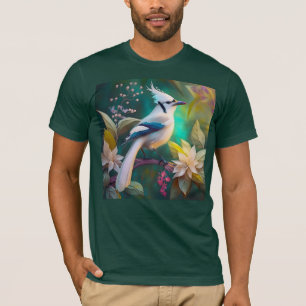 Camiseta Pássaro Branca de Teal Wing Jay Fantasy