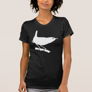 Camiseta Pássaro branco bonito da carriça em um ramo