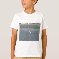 Pássaro Branco na Cinza Sand Beach Art Impressão