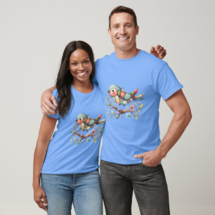 Camiseta Pássaro Cantador em Remendo em Galho Florido