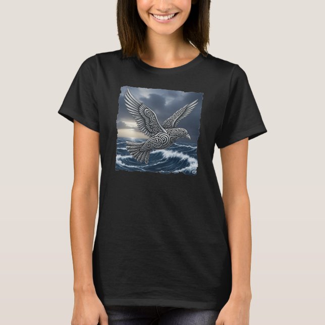 Camiseta Pássaro Céltico sobre o oceano! (Frente)