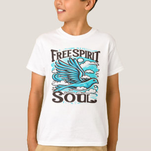 Camiseta Pássaro Céu com Espírito Livre e Alma