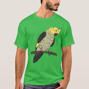 Camiseta Pássaro Cockatiel em um galho Aves Lover Design