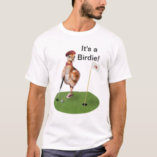 Camiseta Pássaro cómico que joga o golfe, texto