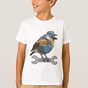 Camiseta Pássaro como artesão com chave inglesa