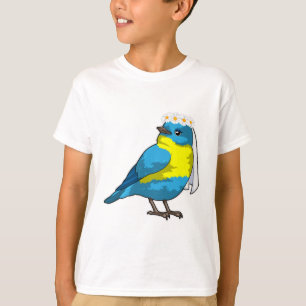 Camiseta Pássaro como Noiva com Grinalda de flores