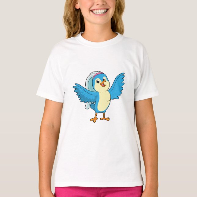 Camiseta Pássaro como Noiva com Véu (Frente)