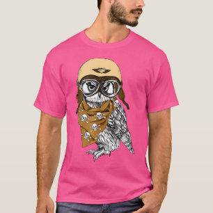 Camiseta Pássaro Coruja Coruja sem Coroa Vestindo Aviador S