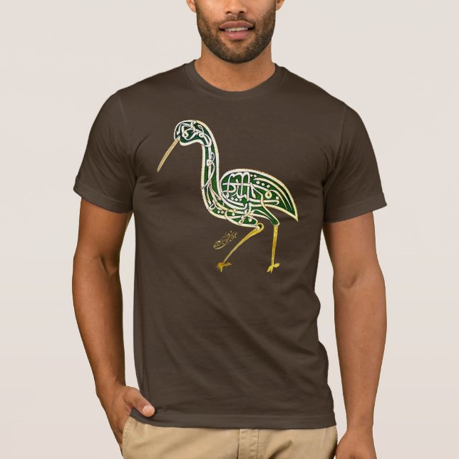 Camiseta Pássaro da caligrafia (cegonha) (Frente)