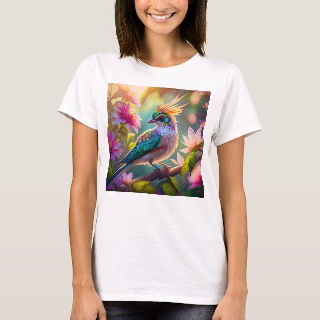 Camiseta Pássaro da Fantasia da Finch com Cabeça Verde Deit (Frente)