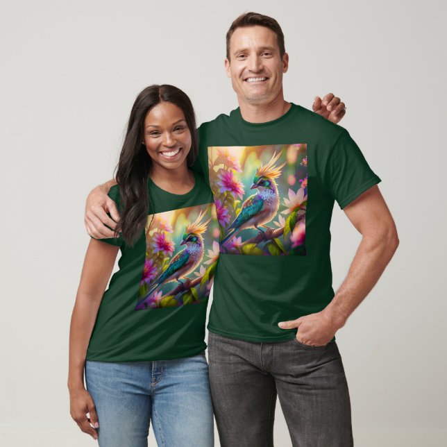 Camiseta Pássaro da Fantasia da Finch com Cabeça Verde Deit (Unissex)