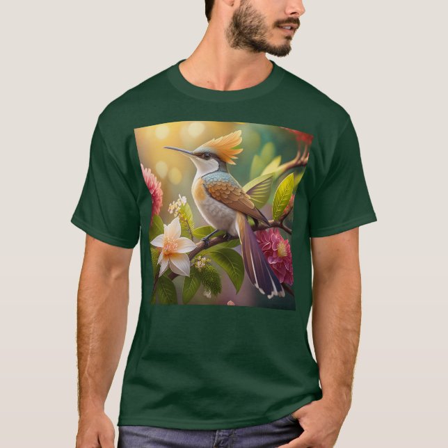 Camiseta Pássaro da Fantasia Honeyeater do ouro Detido (Frente)