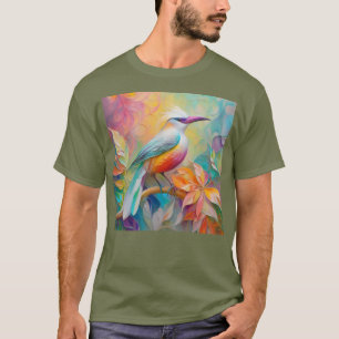 Camiseta Pássaro da fantasia vermelho-rosa-bico
