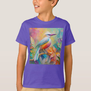 Camiseta Pássaro da fantasia vermelho-rosa-bico