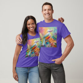 Camiseta Pássaro da fantasia vermelho-rosa-bico