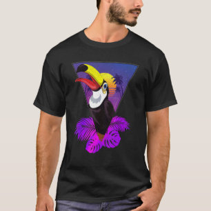 Camiseta Pássaro da Floresta Tropical de Palmeiras Vaporwav
