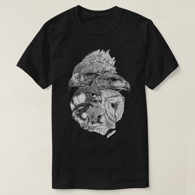 Camiseta Pássaro da ilustração da tinta das presas (Frente do Design)