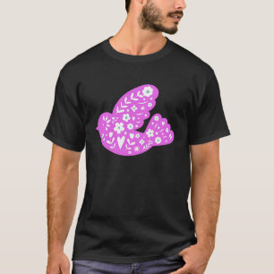 Camiseta Pássaro da Primavera Arte Popular Pombo Símbolo da
