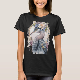 Camiseta Pássaro de Água fresca Herônica Aquarela Vendo Flo