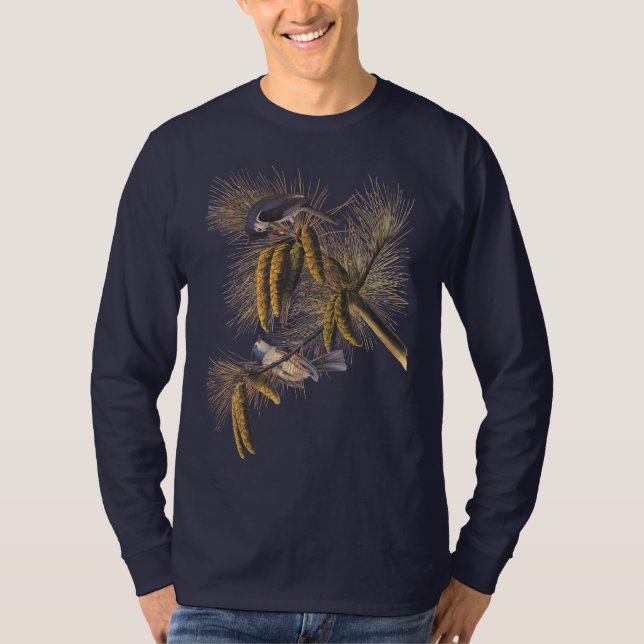Camiseta Pássaro de Audubon do Titmouse Detido (Frente)