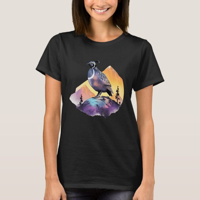 Camiseta Pássaro de Codorniz Vintage Montanha Pássaro (Frente)