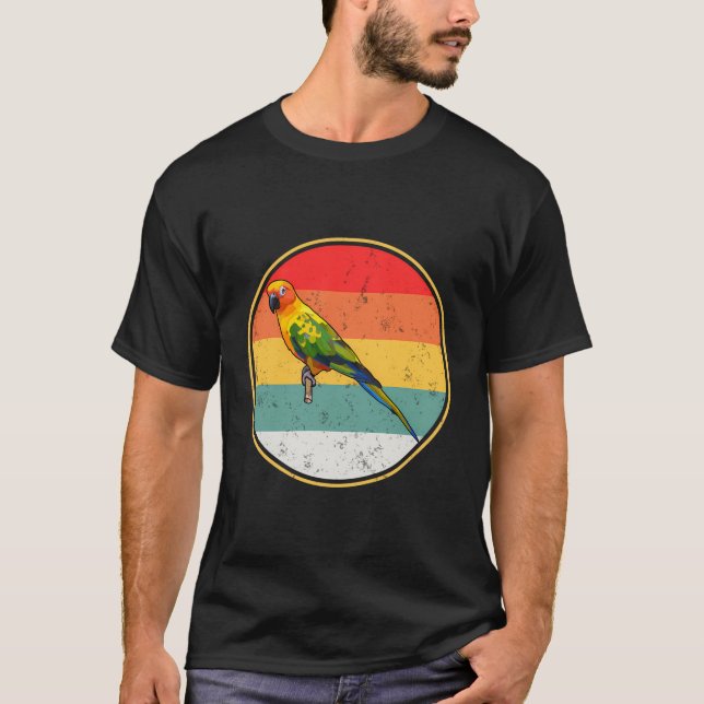 Camiseta Pássaro de Conure Sun Sunset Retro (Frente)