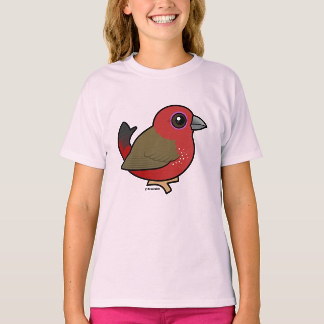 Camiseta Pássaro de desenho animado africano Firefinch (Frente)