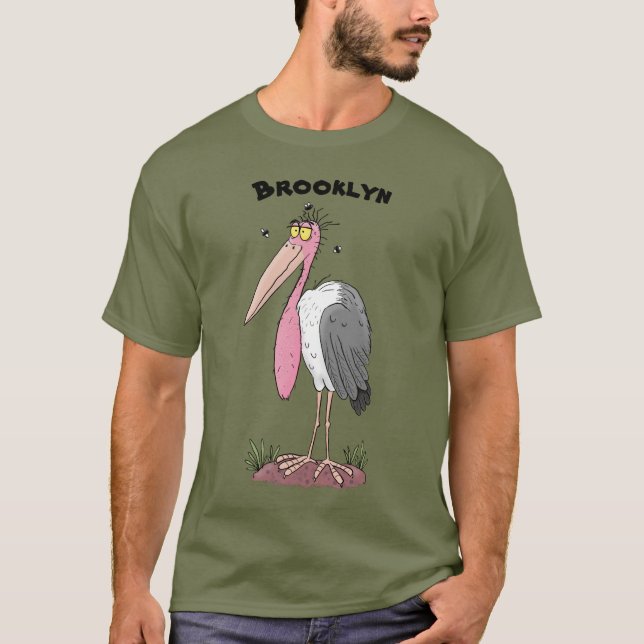Camiseta Pássaro de desenho animado engraçado marabou (Frente)