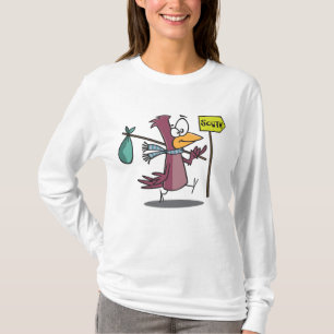 Camiseta Pássaro de desenho animado migrando para o sul via