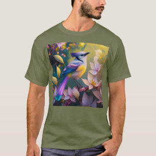 Camiseta Pássaro de Fantasia Amarelo Violet Tufado