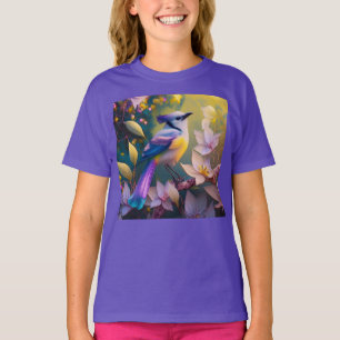 Camiseta Pássaro de Fantasia Amarelo Violet Tufado