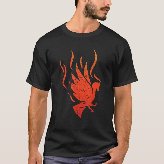 Camiseta Pássaro de Fogo Mítico Fênix Chama Pássaro de Lend (Frente)