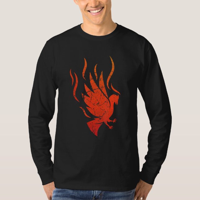 Camiseta Pássaro de Fogo Mítico Fênix Chama Pássaro de Lend (Frente)